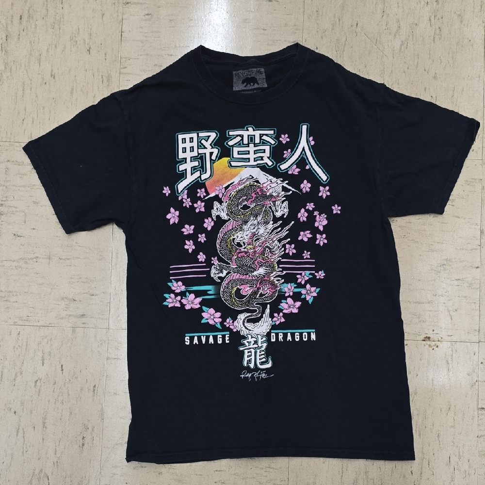 Black Graphic T-Shirt with Dragon Design